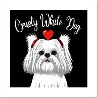 Cute Crusty White Dog Loves Mom As A Shih Tzu Girl Posters and Art